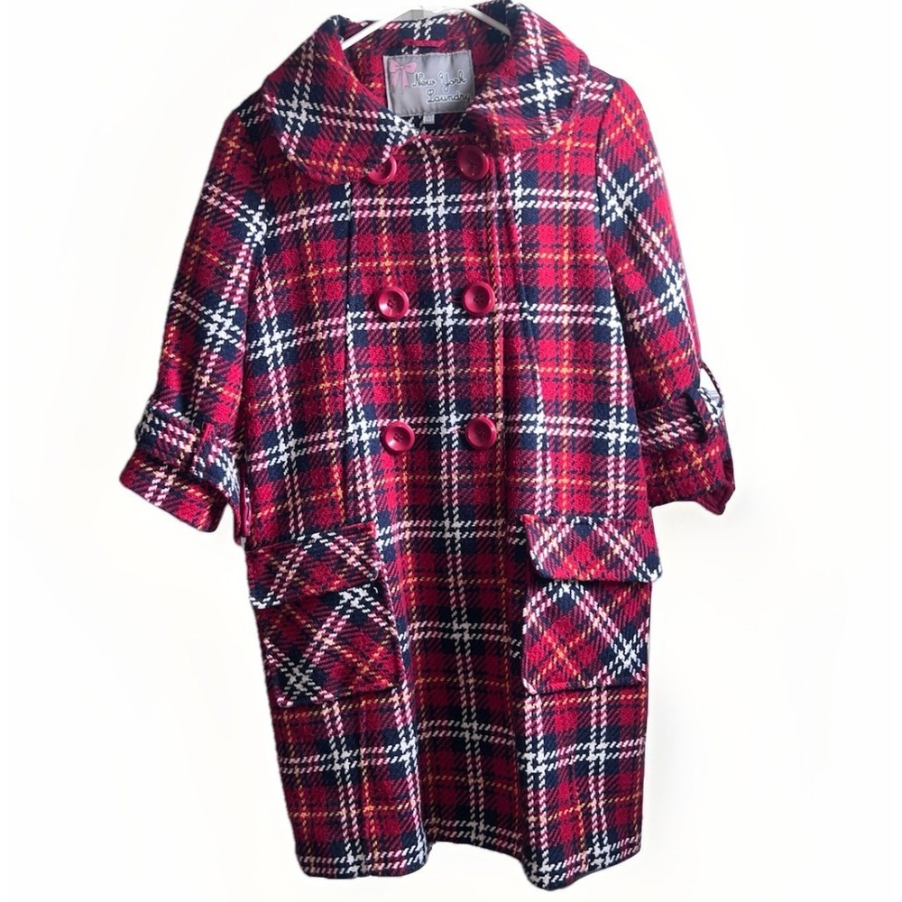 New York Laundry Pea Coat Womens 6 Tartan Tweed 1960s Wool Blend Preppy Academia